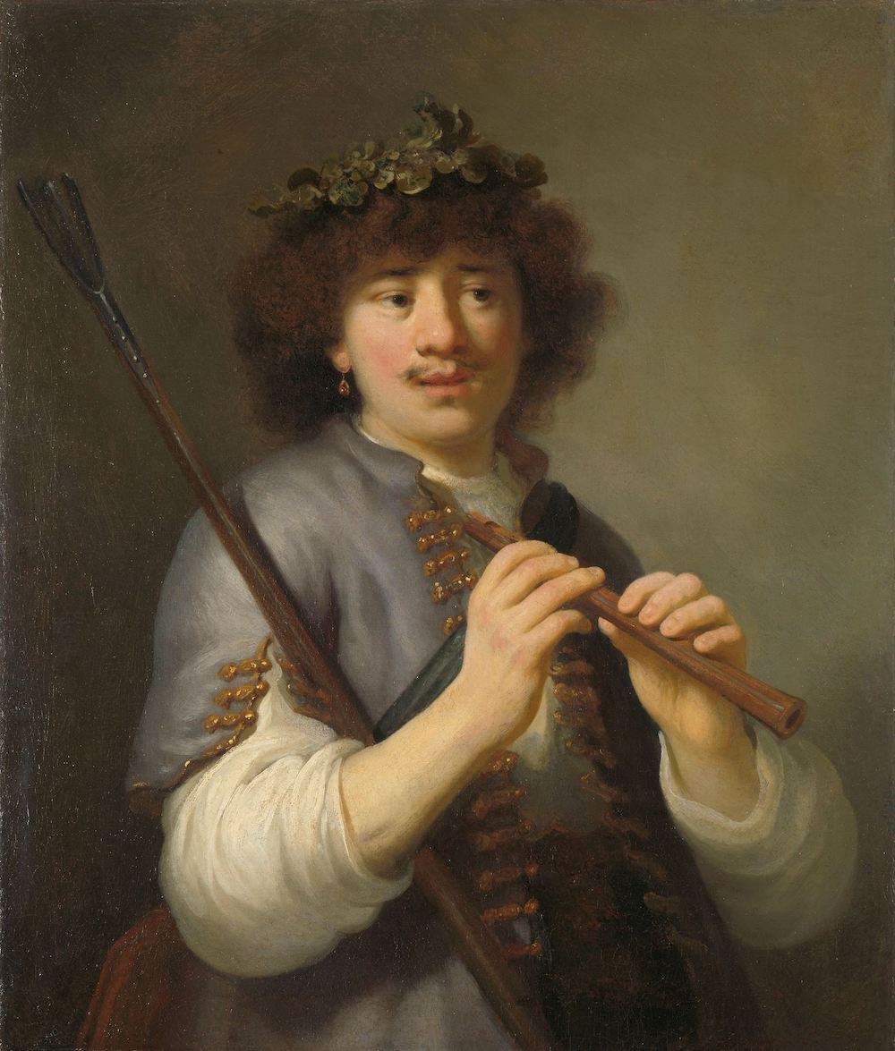 ホーファールト・フリンク（Govert Flinck, 1615-1660）《杖と笛を持つ羊飼いのレンブラント》　1636年頃　アムステルダム国立美術館